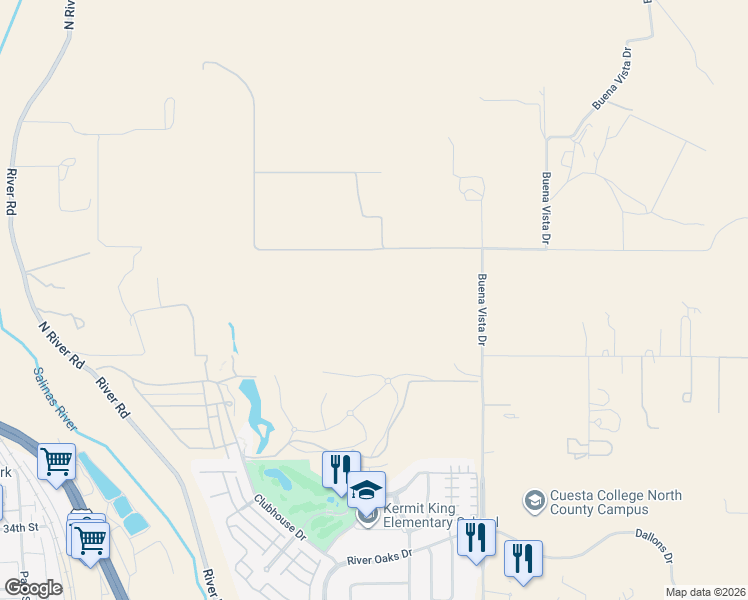 map of restaurants, bars, coffee shops, grocery stores, and more near 3925 Buena Vista Drive in Paso Robles