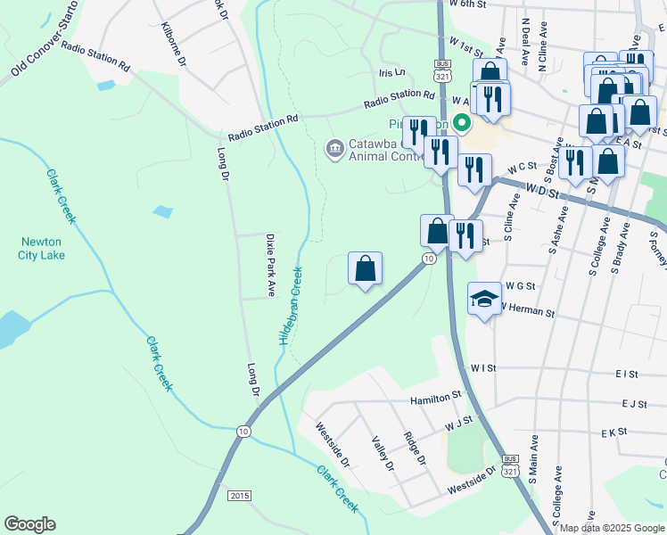 map of restaurants, bars, coffee shops, grocery stores, and more near 1179 Security Street in Newton