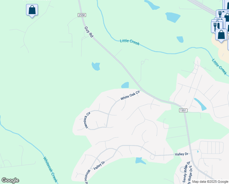 map of restaurants, bars, coffee shops, grocery stores, and more near 2006 Sweet Gum Place in Clayton