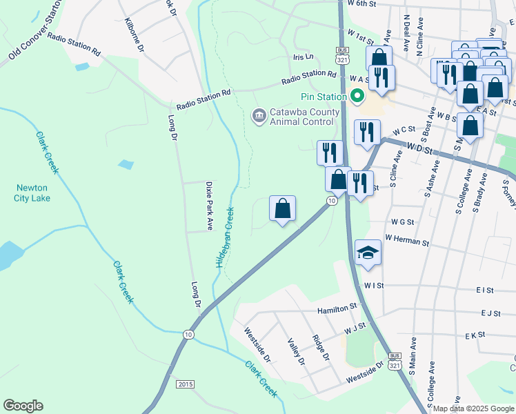 map of restaurants, bars, coffee shops, grocery stores, and more near 1179 Security Street in Newton