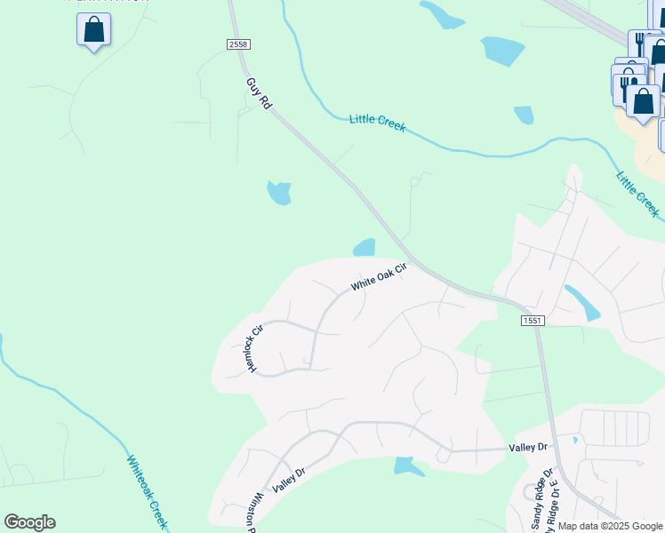 map of restaurants, bars, coffee shops, grocery stores, and more near 2006 Sweet Gum Place in Clayton