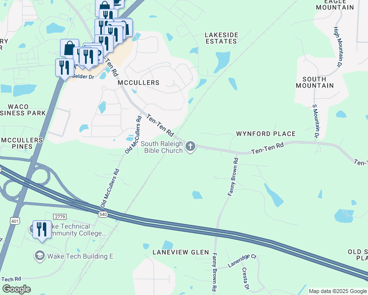 map of restaurants, bars, coffee shops, grocery stores, and more near 8608 Ten-Ten Road in Raleigh
