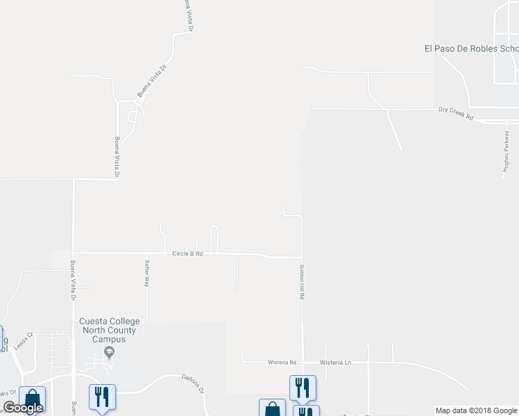 map of restaurants, bars, coffee shops, grocery stores, and more near 3937 Golden Hill Road in Paso Robles
