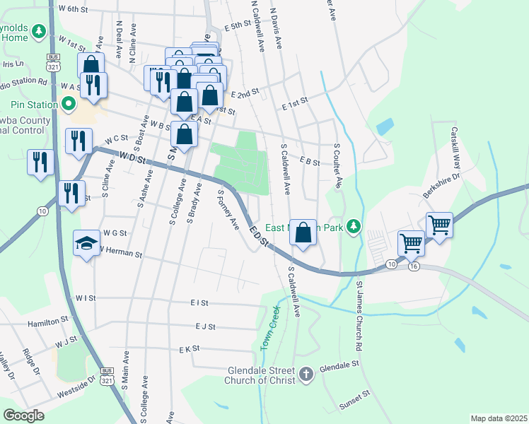 map of restaurants, bars, coffee shops, grocery stores, and more near 321 S Derby Ave in Newton