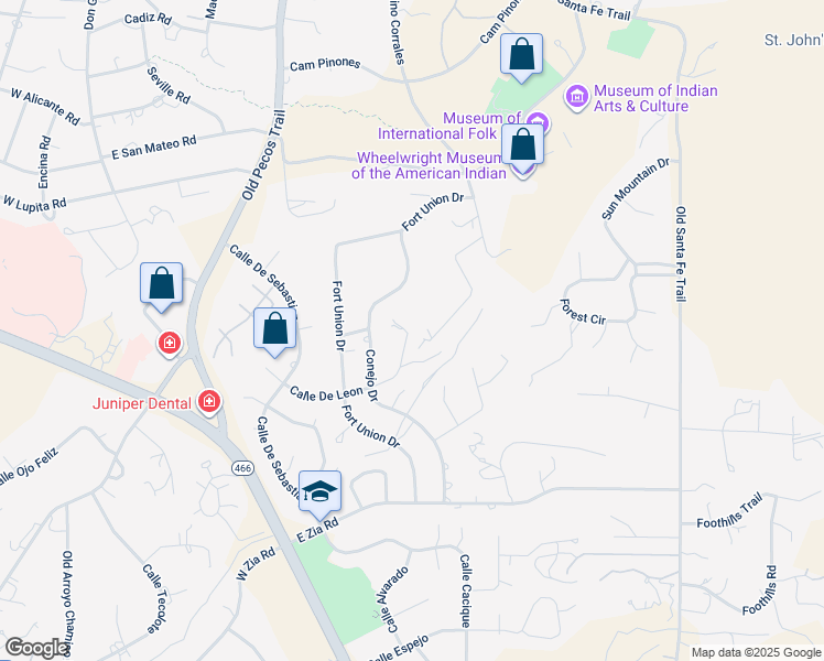 map of restaurants, bars, coffee shops, grocery stores, and more near 708 Calle De Leon in Santa Fe
