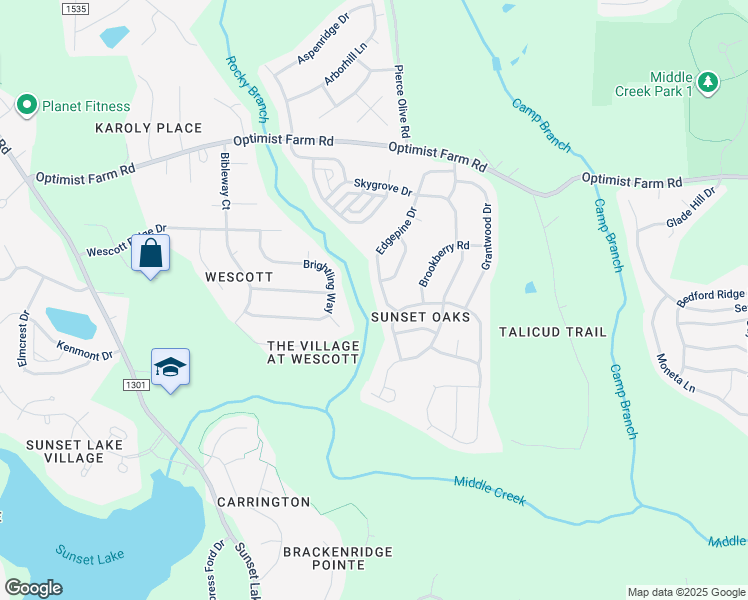 map of restaurants, bars, coffee shops, grocery stores, and more near 508 Edgepine Drive in Holly Springs