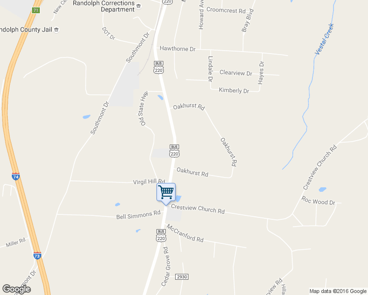 map of restaurants, bars, coffee shops, grocery stores, and more near 3359 U.S. 220 Business in Asheboro
