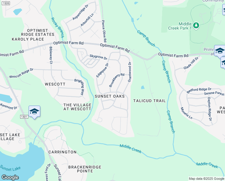 map of restaurants, bars, coffee shops, grocery stores, and more near 241 Brookberry Road in Holly Springs