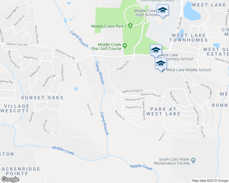 map of restaurants, bars, coffee shops, grocery stores, and more near 7304 Bedford Ridge Drive in Apex