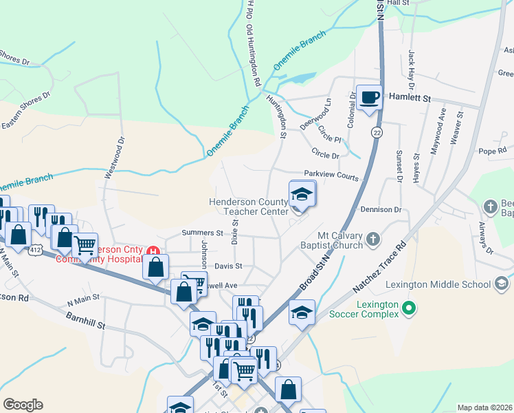 map of restaurants, bars, coffee shops, grocery stores, and more near 294 Huntingdon Street in Lexington