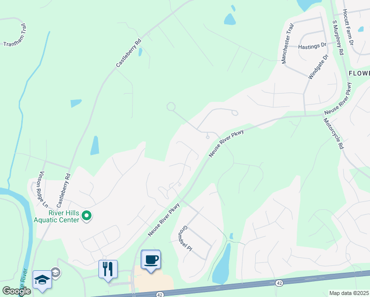 map of restaurants, bars, coffee shops, grocery stores, and more near 3664 East Cotton Gin Drive in Clayton