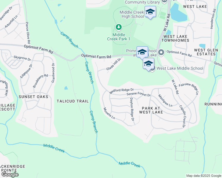 map of restaurants, bars, coffee shops, grocery stores, and more near 7280 Bedford Ridge Drive in Apex