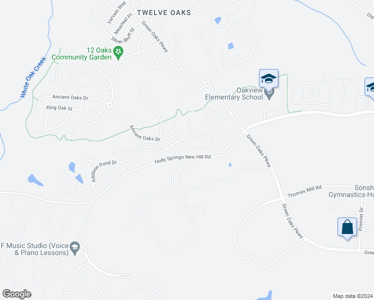 map of restaurants, bars, coffee shops, grocery stores, and more near 340 Lucky Ribbon Lane in Holly Springs