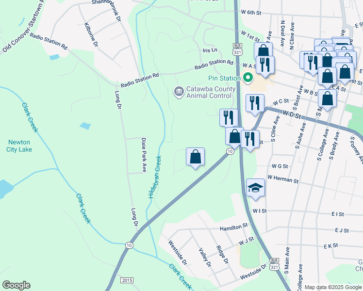 map of restaurants, bars, coffee shops, grocery stores, and more near 1126 Security Street in Newton