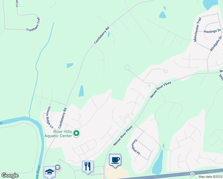 map of restaurants, bars, coffee shops, grocery stores, and more near 267 River Hills Drive in Clayton