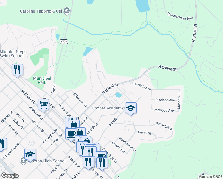 map of restaurants, bars, coffee shops, grocery stores, and more near 44 diploma dr in Clayton
