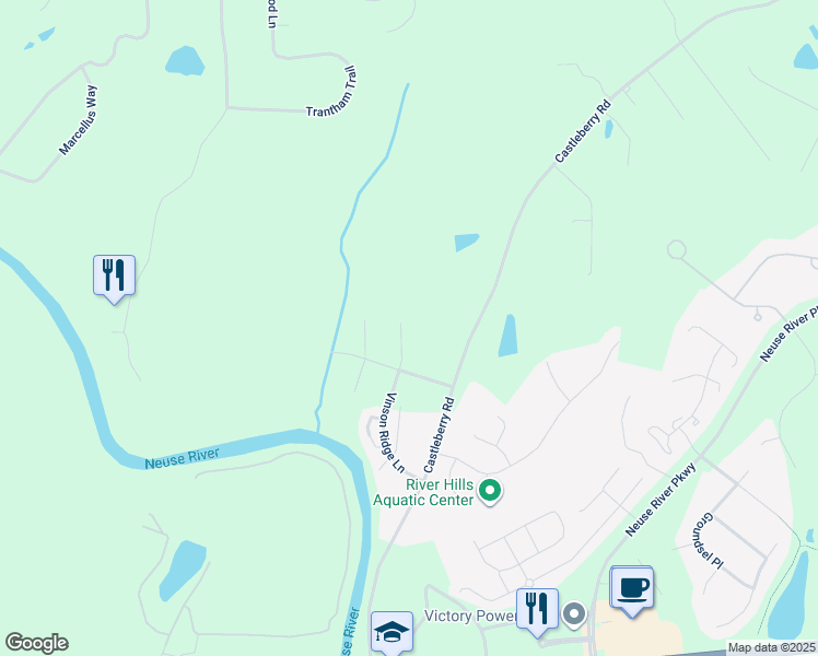 map of restaurants, bars, coffee shops, grocery stores, and more near 236 Vinson Ridge Lane in Clayton