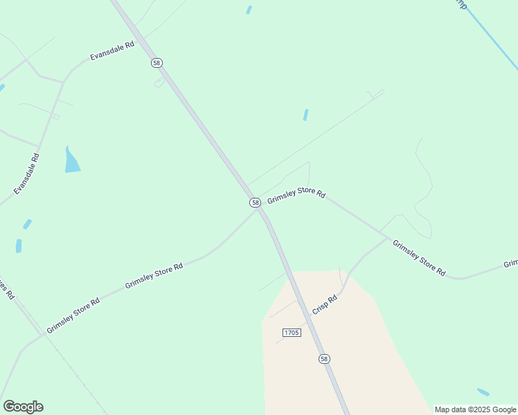 map of restaurants, bars, coffee shops, grocery stores, and more near State Highway 58 & Grimsley Store Road in Wilson