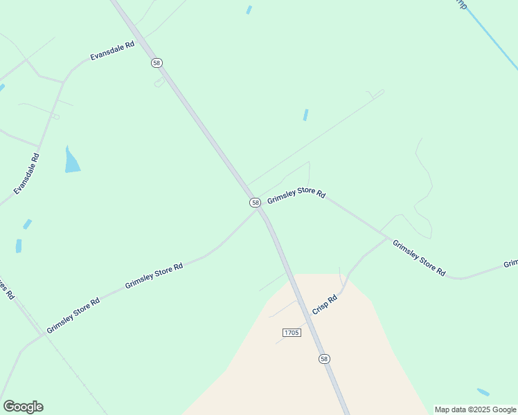 map of restaurants, bars, coffee shops, grocery stores, and more near State Highway 58 & Grimsley Store Road in Wilson