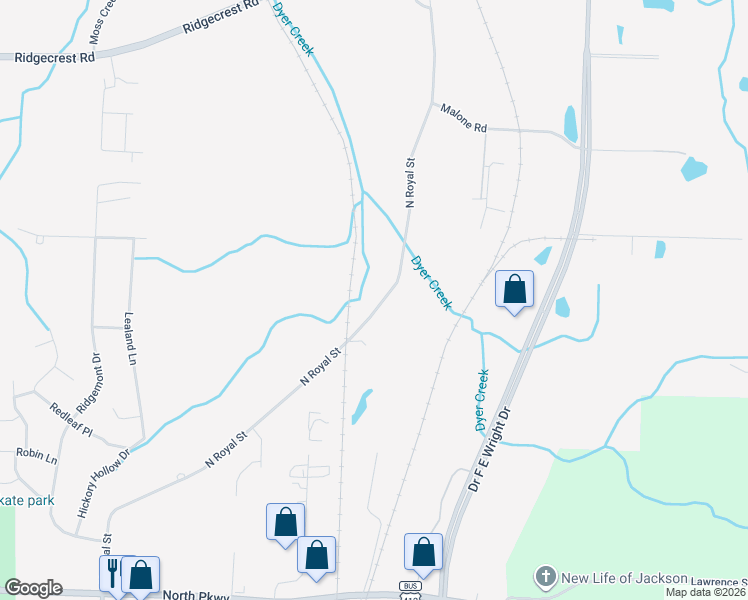 map of restaurants, bars, coffee shops, grocery stores, and more near 2081 North Royal Street in Jackson
