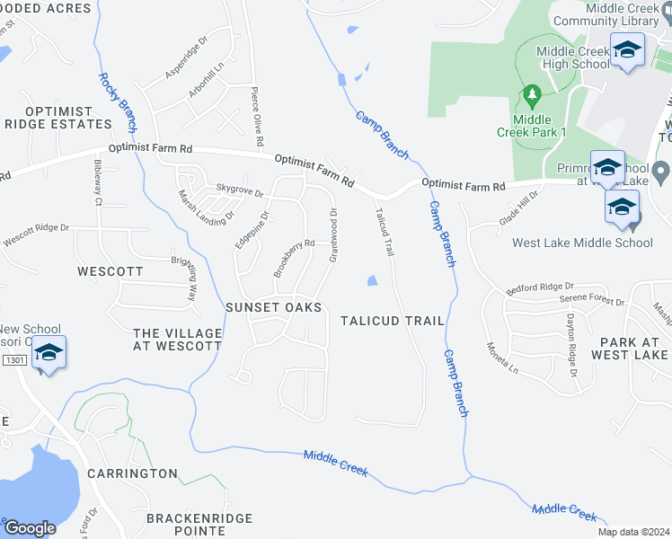 map of restaurants, bars, coffee shops, grocery stores, and more near 125 Grantwood Drive in Holly Springs