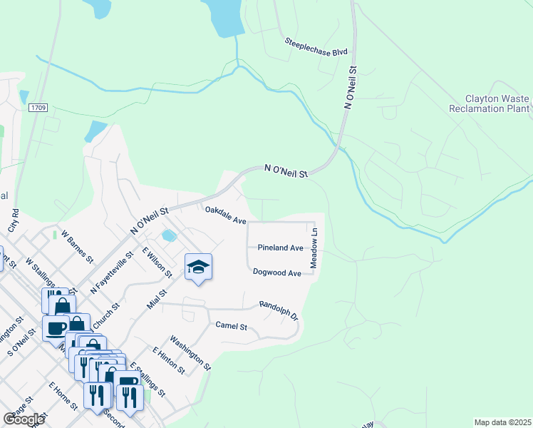 map of restaurants, bars, coffee shops, grocery stores, and more near 214 Oakdale Avenue in Clayton