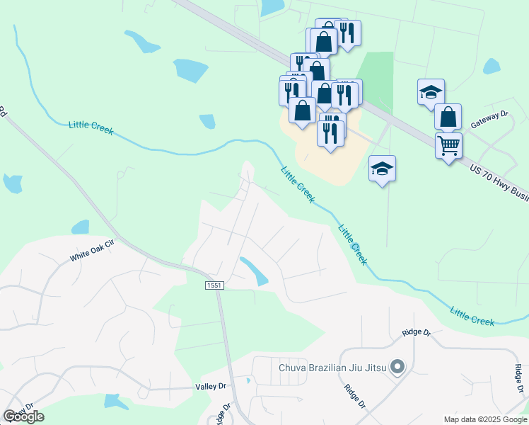 map of restaurants, bars, coffee shops, grocery stores, and more near 2208 Englewood Drive in Clayton