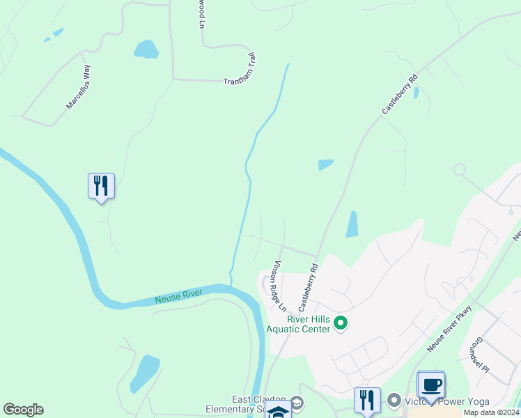 map of restaurants, bars, coffee shops, grocery stores, and more near 101 Pamela Lane in Clayton