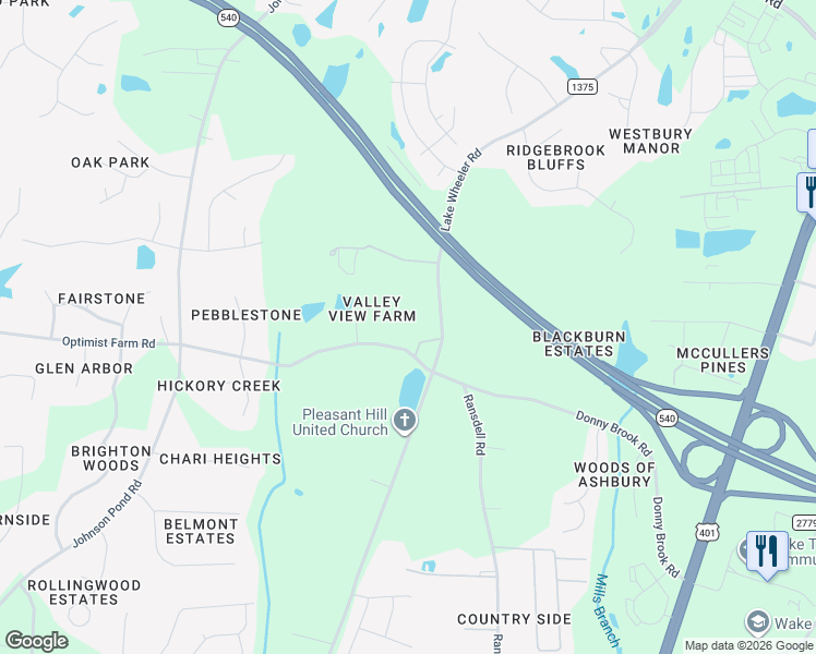 map of restaurants, bars, coffee shops, grocery stores, and more near 4208 Pleasant View Drive in Apex