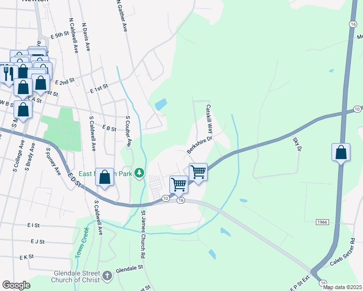 map of restaurants, bars, coffee shops, grocery stores, and more near 1038 Pocono Place in Newton