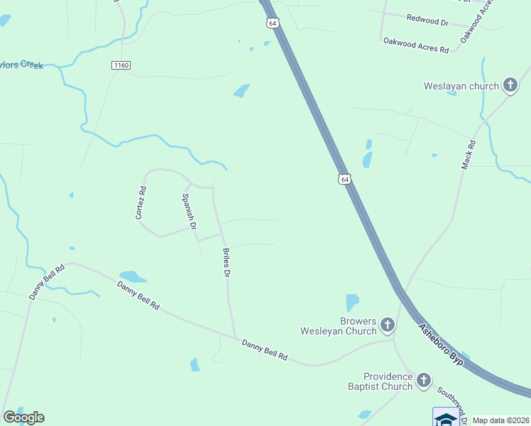 map of restaurants, bars, coffee shops, grocery stores, and more near 1204 Muriel Lane in Asheboro