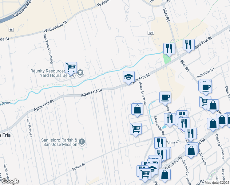map of restaurants, bars, coffee shops, grocery stores, and more near 3246 Agua Fria Street in Santa Fe
