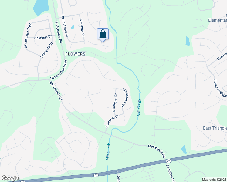 map of restaurants, bars, coffee shops, grocery stores, and more near 209 Shelburne Drive in Clayton