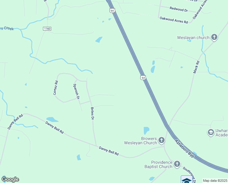 map of restaurants, bars, coffee shops, grocery stores, and more near 1204 Muriel Lane in Asheboro