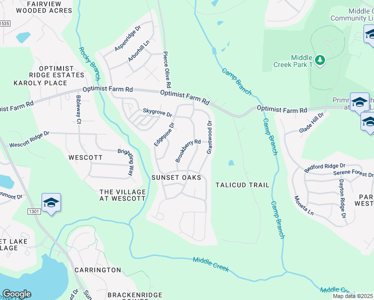 map of restaurants, bars, coffee shops, grocery stores, and more near 213 Brookberry Road in Holly Springs
