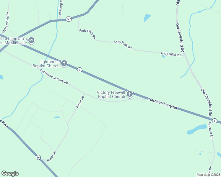 map of restaurants, bars, coffee shops, grocery stores, and more near 1746 Harrison Ferry Road in McMinnville