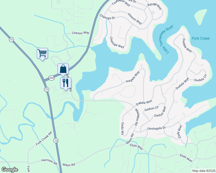 map of restaurants, bars, coffee shops, grocery stores, and more near 120 Inagehi Way in Loudon