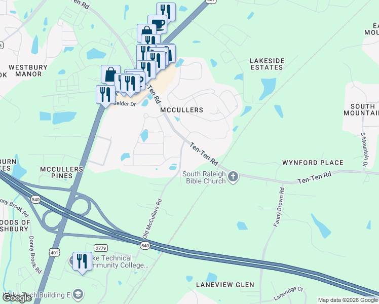 map of restaurants, bars, coffee shops, grocery stores, and more near 8508 Ten-Ten Road in Raleigh