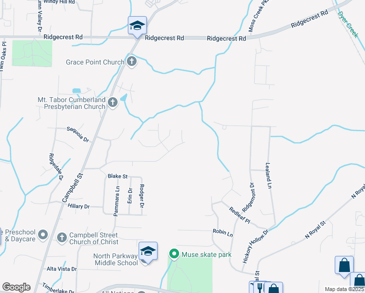 map of restaurants, bars, coffee shops, grocery stores, and more near 108 Overhill Drive in Jackson