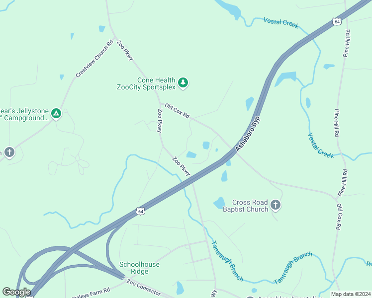 map of restaurants, bars, coffee shops, grocery stores, and more near 1302 State Road 2834 in Asheboro