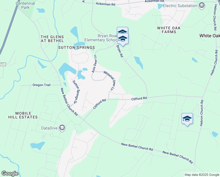 map of restaurants, bars, coffee shops, grocery stores, and more near 129 Whitetail Deer Lane in Garner