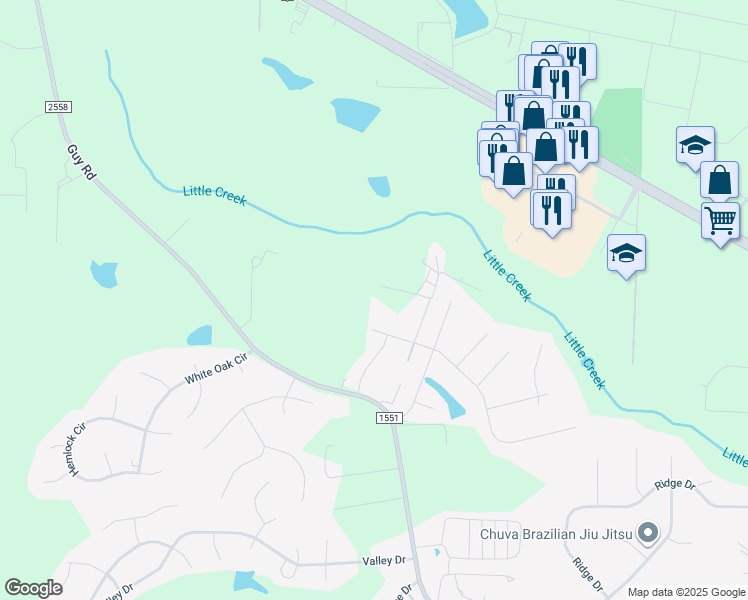 map of restaurants, bars, coffee shops, grocery stores, and more near 441 Avery Farm Lane in Clayton
