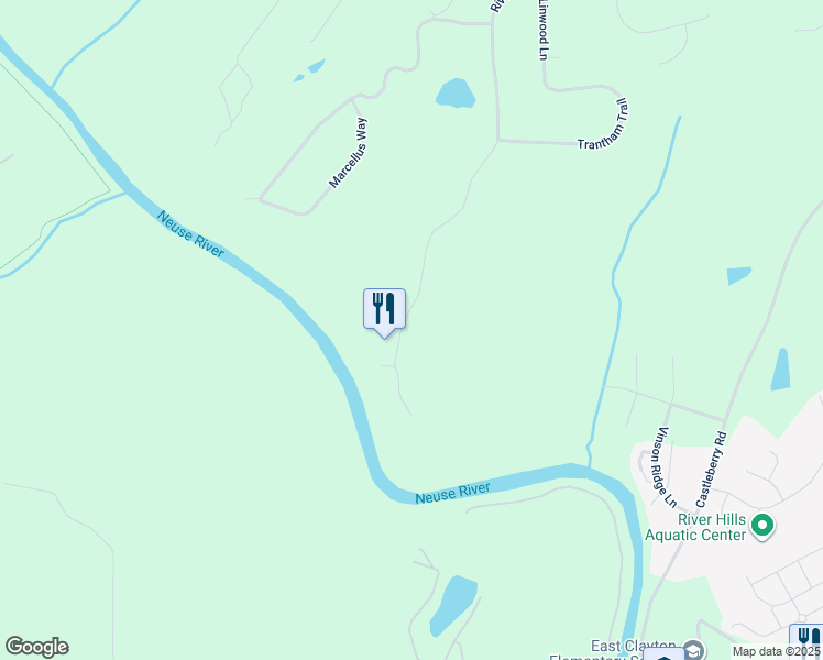 map of restaurants, bars, coffee shops, grocery stores, and more near 733 Riverwood Drive in Clayton