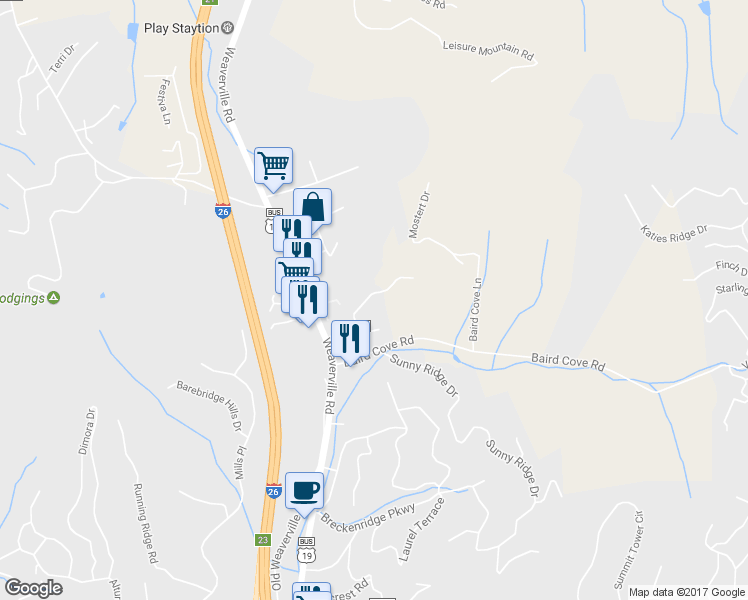 map of restaurants, bars, coffee shops, grocery stores, and more near 31 Lower Barton Road in Asheville