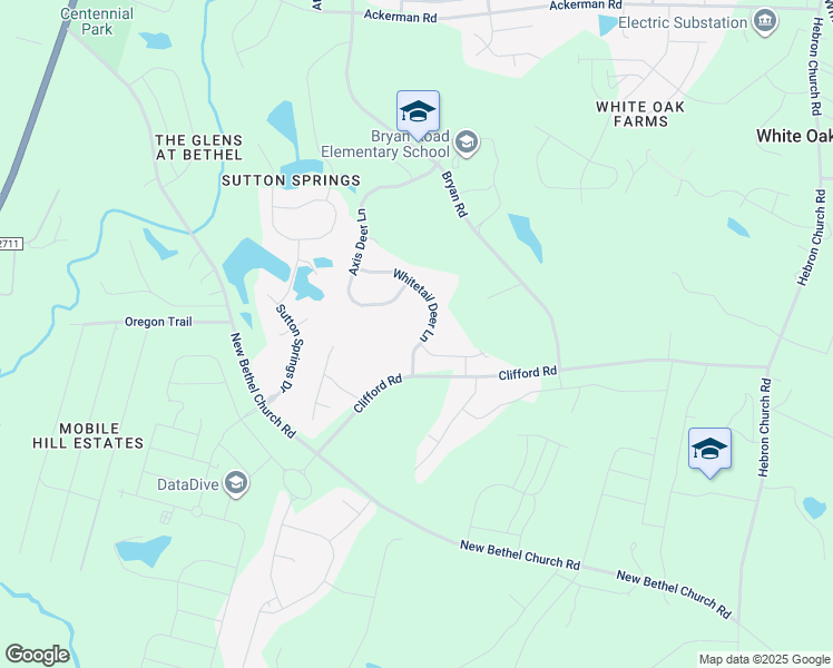 map of restaurants, bars, coffee shops, grocery stores, and more near 129 Whitetail Deer Lane in Garner