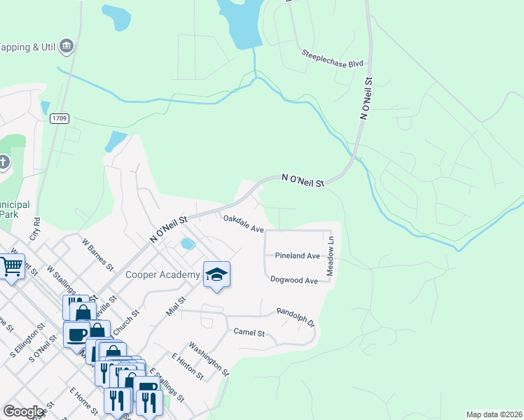 map of restaurants, bars, coffee shops, grocery stores, and more near 164 Oakdale Avenue in Clayton