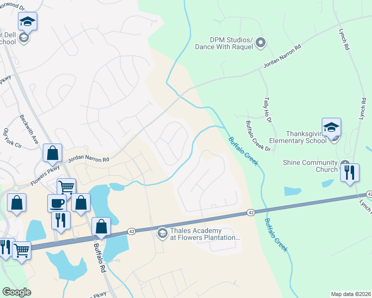 map of restaurants, bars, coffee shops, grocery stores, and more near 362 Warm Wind Drive in Selma