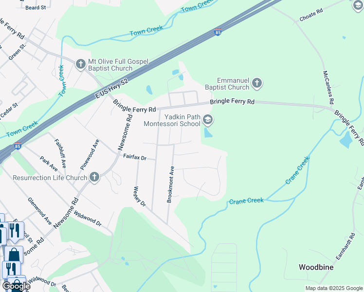 map of restaurants, bars, coffee shops, grocery stores, and more near 1812 Hampshire Drive in Salisbury
