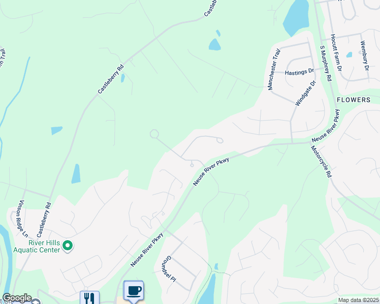 map of restaurants, bars, coffee shops, grocery stores, and more near 42 Christenbury Lane in Clayton
