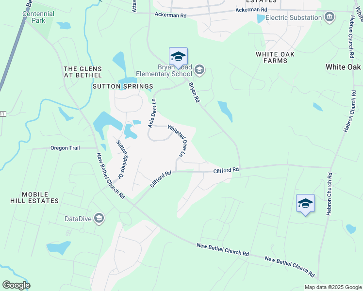 map of restaurants, bars, coffee shops, grocery stores, and more near 105 Whitetail Deer Lane in Garner